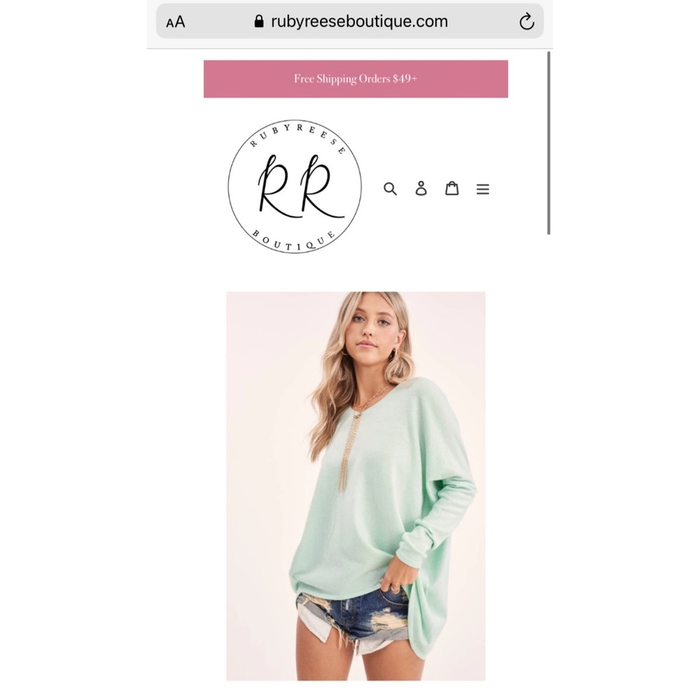 Extra Soft Mint Oversized V Neck Sweater